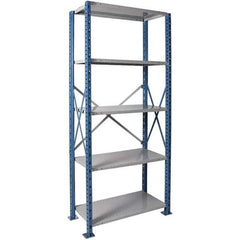 Hallowell - 5 Shelf Starter Extra Heavy-Duty Open Steel Shelving - 1 Lb Capacity, 48" Wide x 123" High x 18" Deep, Blue/Platinum - Industrial Tool & Supply