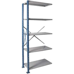 Hallowell - 5 Shelf Add-On Extra Heavy-Duty Open Steel Shelving - 1 Lb Capacity, 48" Wide x 123" High x 24" Deep, Blue/Platinum - Industrial Tool & Supply