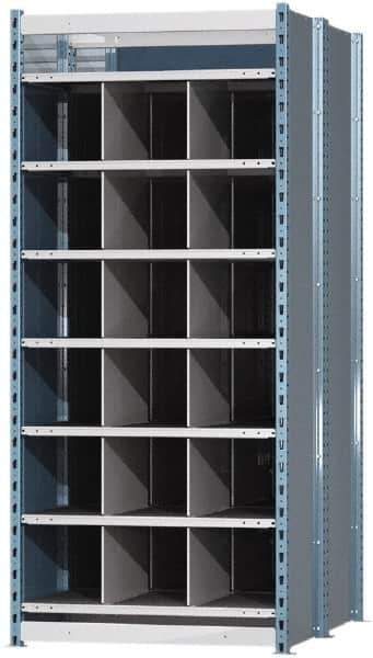 Hallowell - 18 Bin Heavy-Duty Deep Bin Industrial Shelving - 36 Inch Overall Width x 48 Inch Overall Depth x 87 Inch Overall Height, Blue and Platinum Steel Bins - Industrial Tool & Supply