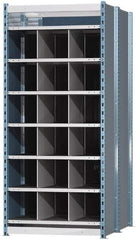 Hallowell - 18 Bin Heavy-Duty Deep Bin Industrial Shelving - 36 Inch Overall Width x 48 Inch Overall Depth x 87 Inch Overall Height, Blue and Platinum Steel Bins - Industrial Tool & Supply