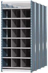 Hallowell - 18 Bin Heavy-Duty Deep Bin Industrial Shelving - 36 Inch Overall Width x 96 Inch Overall Depth x 87 Inch Overall Height, Blue and Platinum Steel Bins - Industrial Tool & Supply