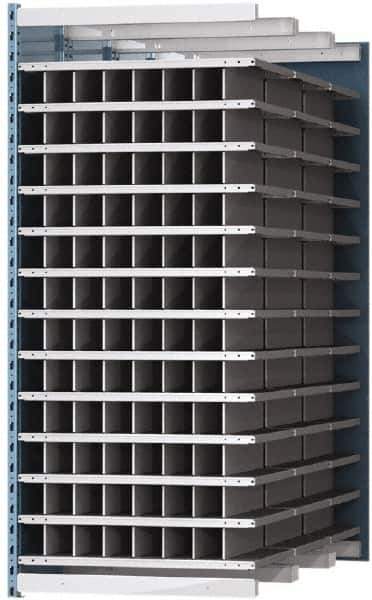 Hallowell - 96 Bin Heavy-Duty Deep Bin Industrial Shelving - 36 Inch Overall Width x 72 Inch Overall Depth x 87 Inch Overall Height, Blue and Platinum Steel Bins - Industrial Tool & Supply