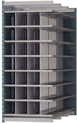 Hallowell - 28 Bin Heavy-Duty Deep Bin Industrial Shelving - 36 Inch Overall Width x 72 Inch Overall Depth x 87 Inch Overall Height, Blue and Platinum Steel Bins - Industrial Tool & Supply