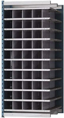 Hallowell - 50 Bin Heavy-Duty Deep Bin Industrial Shelving - 36 Inch Overall Width x 48 Inch Overall Depth x 87 Inch Overall Height, Blue and Platinum Steel Bins - Industrial Tool & Supply