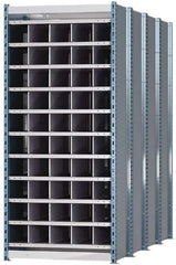 Hallowell - 50 Bin Heavy-Duty Deep Bin Industrial Shelving - 36 Inch Overall Width x 96 Inch Overall Depth x 87 Inch Overall Height, Blue and Platinum Steel Bins - Industrial Tool & Supply