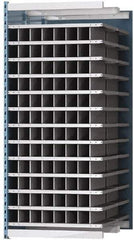 Hallowell - 96 Bin Heavy-Duty Deep Bin Industrial Shelving - 36 Inch Overall Width x 48 Inch Overall Depth x 87 Inch Overall Height, Blue and Platinum Steel Bins - Industrial Tool & Supply