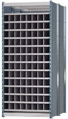 Hallowell - 96 Bin Heavy-Duty Deep Bin Industrial Shelving - 36 Inch Overall Width x 48 Inch Overall Depth x 87 Inch Overall Height, Blue and Platinum Steel Bins - Industrial Tool & Supply