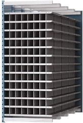 Hallowell - 96 Bin Heavy-Duty Deep Bin Industrial Shelving - 36 Inch Overall Width x 96 Inch Overall Depth x 87 Inch Overall Height, Blue and Platinum Steel Bins - Industrial Tool & Supply