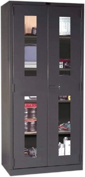 Hallowell - 4 Shelf Locking Storage Cabinet - Steel, 48" Wide x 24" Deep x 78" High, Gray - Industrial Tool & Supply
