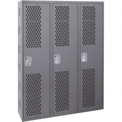 Hallowell - 3 Door, 1 Tier, Heavy-Duty Ventilated Wardrobe & Box Lockers - Industrial Tool & Supply