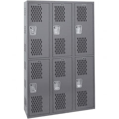 Hallowell - 6 Door, 2 Tier, Heavy-Duty Ventilated Wardrobe & Box Lockers - Industrial Tool & Supply