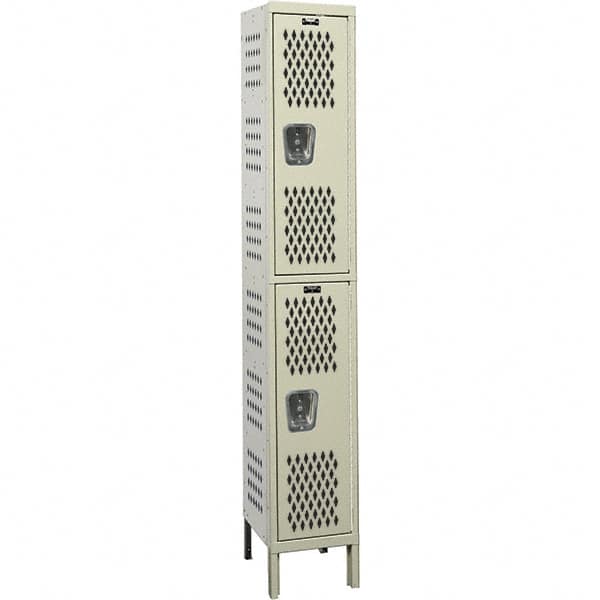 Hallowell - 2 Door, 2 Tier, Heavy-Duty Ventilated Wardrobe & Box Lockers - Industrial Tool & Supply