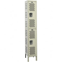 Hallowell - 2 Door, 2 Tier, Heavy-Duty Ventilated Wardrobe & Box Lockers - Industrial Tool & Supply