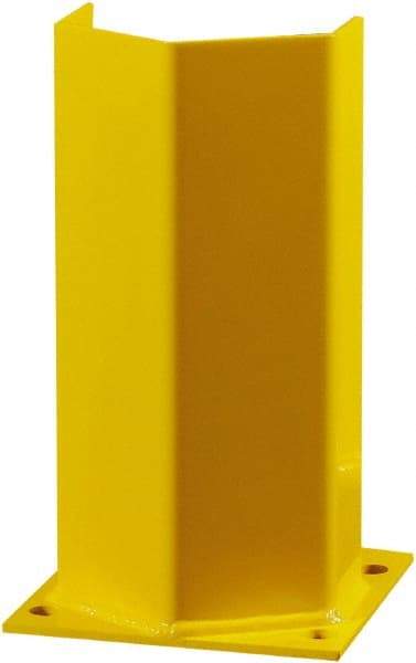 Hallowell - 12" High, Yellow Steel Post Protector - 7" Wide x 7" Long Mounting Plate, 9 Lb - Industrial Tool & Supply
