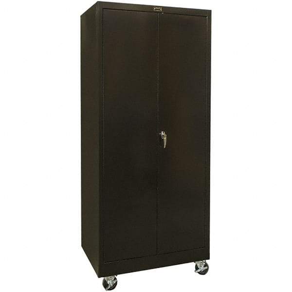 Hallowell - 4 Shelf Mobile Storage Cabinet - Steel, 48" Wide x 24" Deep x 78" High, Black - Industrial Tool & Supply