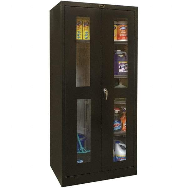 Hallowell - 4 Shelf Combination Storage Cabinet - Steel, 48" Wide x 18" Deep x 78" High, Black - Industrial Tool & Supply