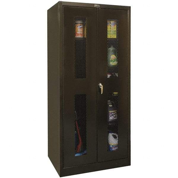 Hallowell - 4 Shelf Combination Storage Cabinet - Steel, 48" Wide x 18" Deep x 78" High, Black - Industrial Tool & Supply