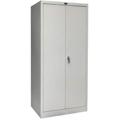 Hallowell - 4 Shelf Locking Storage Cabinet - Steel, 36" Wide x 18" Deep x 78" High, Platinum - Industrial Tool & Supply