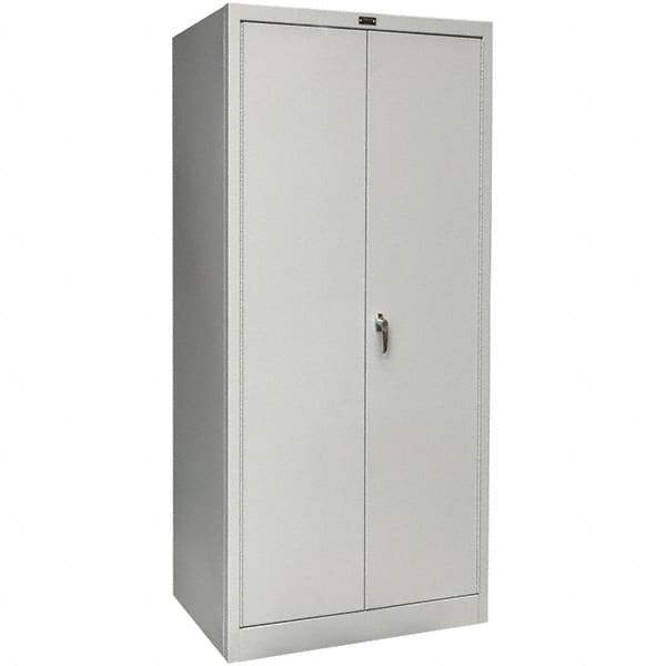 Hallowell - 4 Shelf Combination Storage Cabinet - Steel, 36" Wide x 18" Deep x 78" High, Platinum - Industrial Tool & Supply