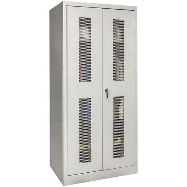 Hallowell - 1 Shelf Wardrobe Storage Cabinet - Steel, 36" Wide x 24" Deep x 78" High, Platinum - Industrial Tool & Supply