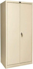 Hallowell - 4 Shelf Locking Storage Cabinet - Steel, 36" Wide x 24" Deep x 72" High, Tan - Industrial Tool & Supply