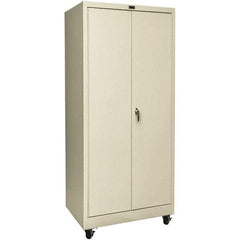 Hallowell - 4 Shelf Mobile Storage Cabinet - Steel, 36" Wide x 24" Deep x 72" High, Tan - Industrial Tool & Supply