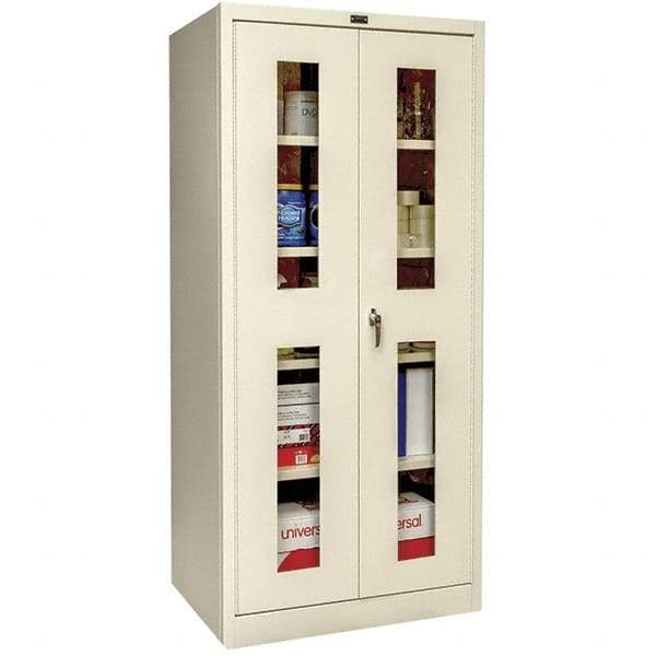 Hallowell - 4 Shelf Locking Storage Cabinet - Steel, 48" Wide x 18" Deep x 72" High, Tan - Industrial Tool & Supply