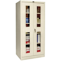 Hallowell - 4 Shelf Locking Storage Cabinet - Steel, 48" Wide x 18" Deep x 72" High, Tan - Industrial Tool & Supply
