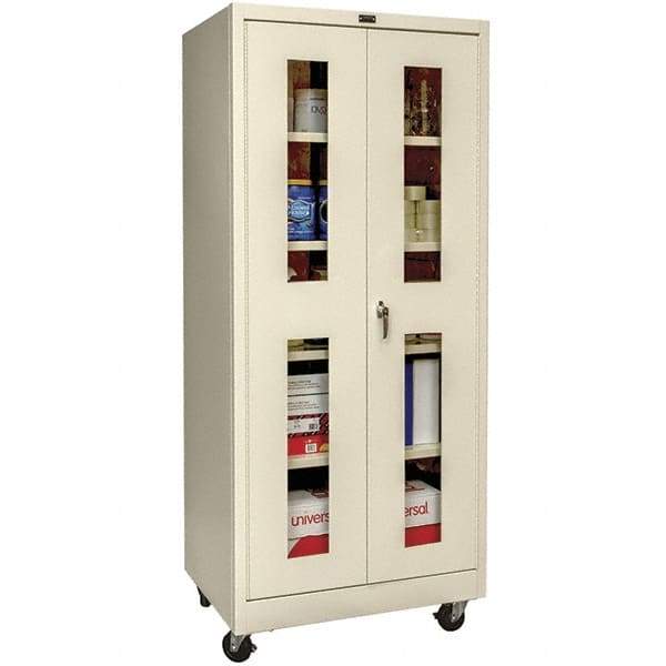 Hallowell - 4 Shelf Mobile Storage Cabinet - Steel, 36" Wide x 24" Deep x 72" High, Tan - Industrial Tool & Supply