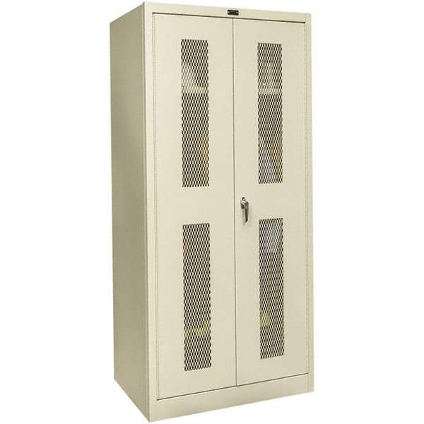 Hallowell - 1 Shelf Wardrobe Storage Cabinet - Steel, 48" Wide x 24" Deep x 72" High, Tan - Industrial Tool & Supply