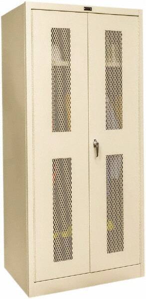 Hallowell - 1 Shelf Wardrobe Storage Cabinet - Steel, 36" Wide x 24" Deep x 72" High, Tan - Industrial Tool & Supply