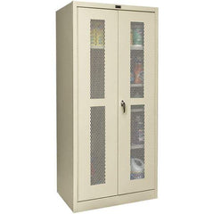 Hallowell - 4 Shelf Combination Storage Cabinet - Steel, 48" Wide x 18" Deep x 72" High, Tan - Industrial Tool & Supply