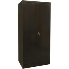 Hallowell - 4 Shelf Locking Storage Cabinet - Steel, 48" Wide x 18" Deep x 72" High, Black - Industrial Tool & Supply