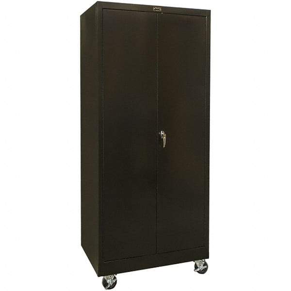 Hallowell - 4 Shelf Mobile Storage Cabinet - Steel, 48" Wide x 24" Deep x 72" High, Black - Industrial Tool & Supply