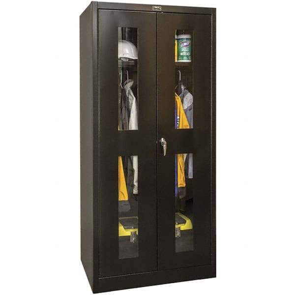 Hallowell - 1 Shelf Wardrobe Storage Cabinet - Steel, 36" Wide x 18" Deep x 72" High, Black - Industrial Tool & Supply