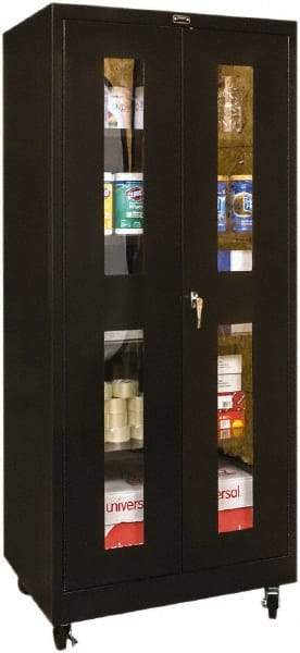 Hallowell - 4 Shelf Mobile Storage Cabinet - Steel, 36" Wide x 24" Deep x 72" High, Black - Industrial Tool & Supply