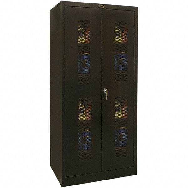 Hallowell - 4 Shelf Locking Storage Cabinet - Steel, 48" Wide x 18" Deep x 72" High, Black - Industrial Tool & Supply