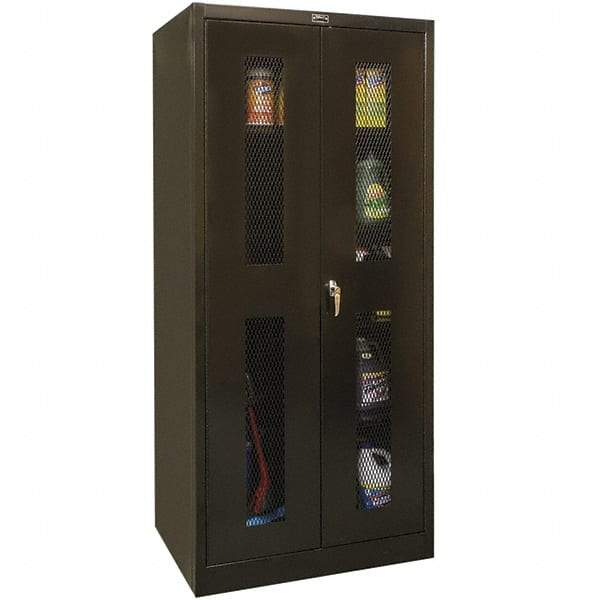 Hallowell - 4 Shelf Combination Storage Cabinet - Steel, 48" Wide x 18" Deep x 72" High, Black - Industrial Tool & Supply