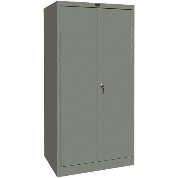 Hallowell - 1 Shelf Wardrobe Storage Cabinet - Steel, 48" Wide x 24" Deep x 72" High, Gray - Industrial Tool & Supply