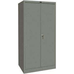 Hallowell - 1 Shelf Wardrobe Storage Cabinet - Steel, 36" Wide x 18" Deep x 72" High, Gray - Industrial Tool & Supply