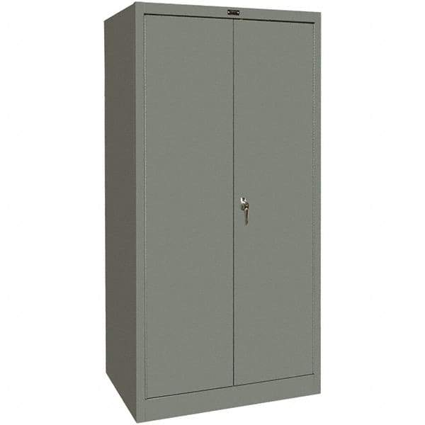 Hallowell - 4 Shelf Combination Storage Cabinet - Steel, 36" Wide x 24" Deep x 72" High, Gray - Industrial Tool & Supply
