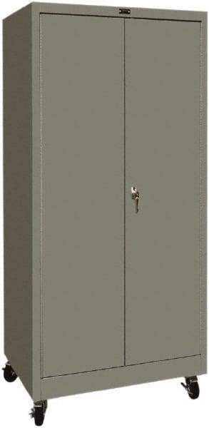 Hallowell - 4 Shelf Mobile Storage Cabinet - Steel, 36" Wide x 24" Deep x 72" High, Gray - Industrial Tool & Supply