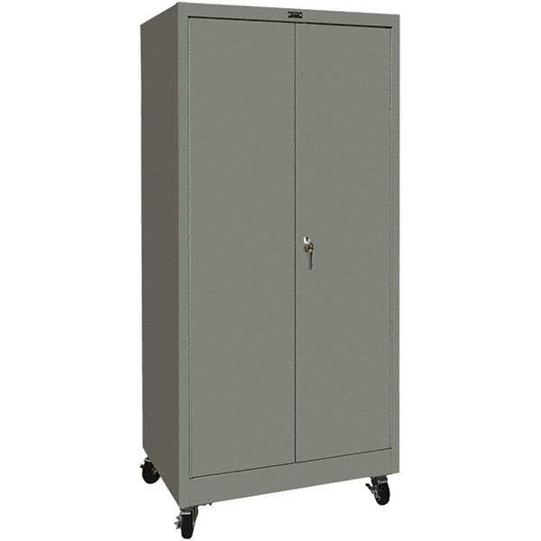Hallowell - 4 Shelf Mobile Storage Cabinet - Steel, 48" Wide x 24" Deep x 72" High, Gray - Industrial Tool & Supply