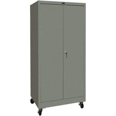 Hallowell - 4 Shelf Mobile Storage Cabinet - Steel, 36" Wide x 24" Deep x 72" High, Gray - Industrial Tool & Supply