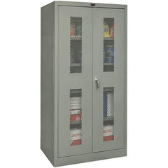 Hallowell - 4 Shelf Locking Storage Cabinet - Steel, 48" Wide x 18" Deep x 72" High, Gray - Industrial Tool & Supply