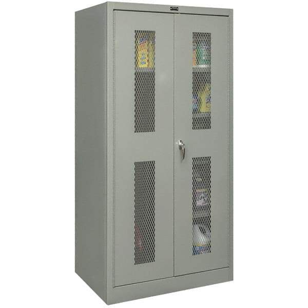 Hallowell - 4 Shelf Combination Storage Cabinet - Steel, 48" Wide x 18" Deep x 72" High, Gray - Industrial Tool & Supply
