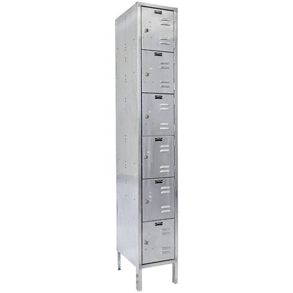 Hallowell - 6 Door, 6 Tier, Stainless Steel Locker - Industrial Tool & Supply