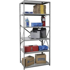 Hallowell - 6 Shelf Starter Medium-Duty Open Steel Shelving - 375 Lb Capacity, 48" Wide x 87" High x 12" Deep, Gray - Industrial Tool & Supply