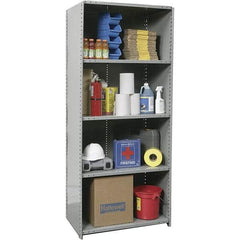 Hallowell - 5 Shelf, 375 Lb. Capacity, Closed Shelving Starter Unit - 48 Inch Wide x 12 Inch Deep x 87 Inch High, Gray - Industrial Tool & Supply