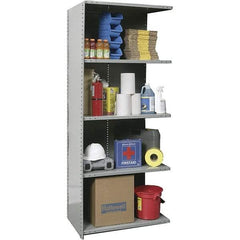 Hallowell - 5 Shelf, 350 Lb. Capacity, Closed Shelving Add-On Unit - 48 Inch Wide x 24 Inch Deep x 87 Inch High, Gray - Industrial Tool & Supply